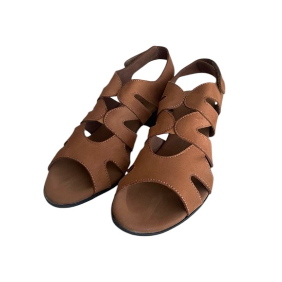 Sesto Meuccci Italian Open Toe Brown Block Heel Sandals Women’s Size 8.5 - Picture 2 of 6